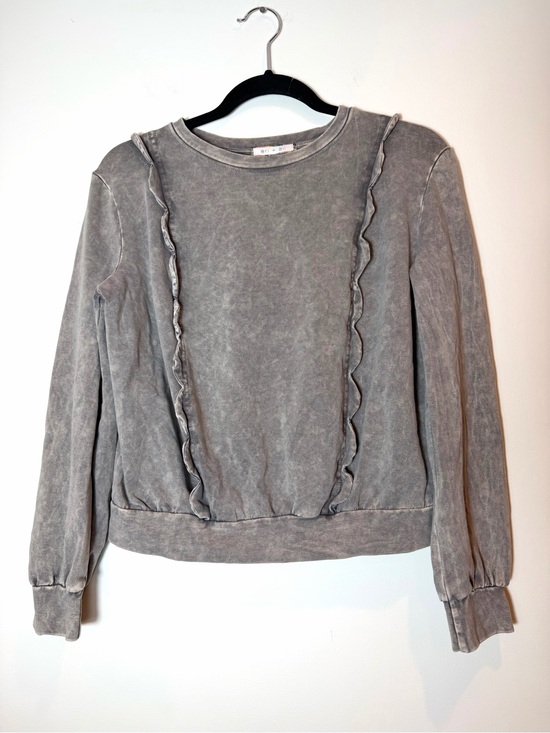 Eri & Ali Tops - Eri & Ali Anthropologie Weckerlie Scalloped Sweatshirt Mineral Wash Gray SZ Med